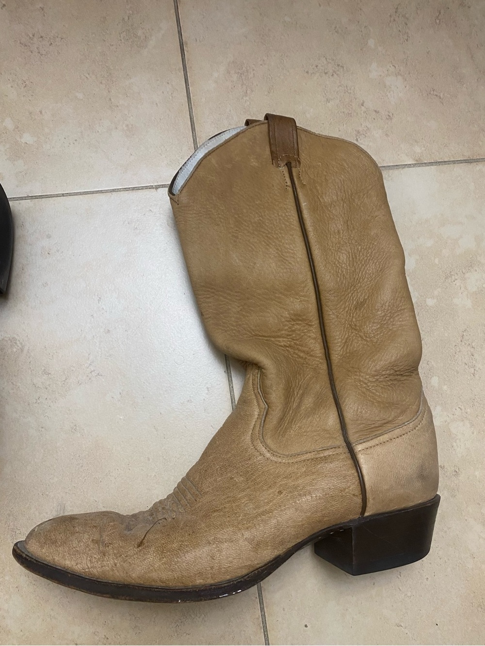 Vintage Larry Mahan Tan Soft Leather Western Boots Made in Texas 1970s 10.5 D